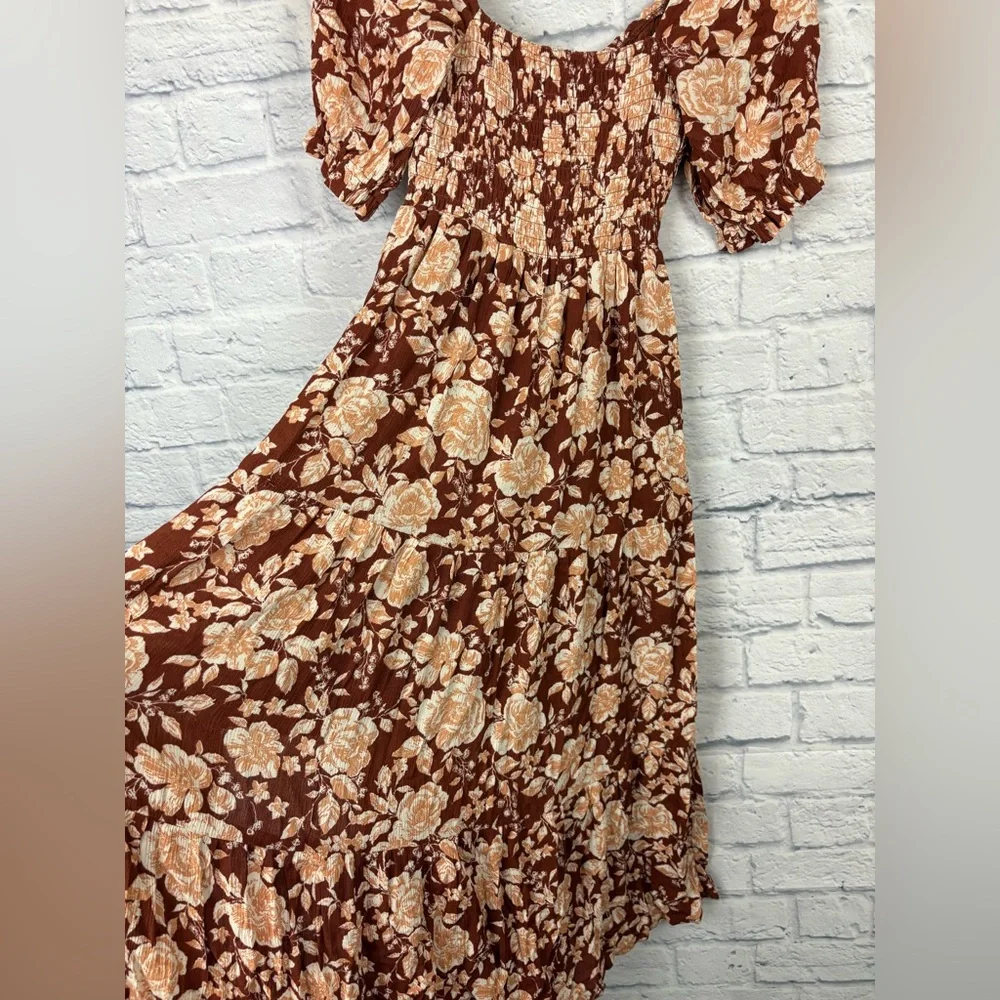 Abercrombie & Fitch Short-sleeve Smocked Midi Dress XS - Picture 7 of 8